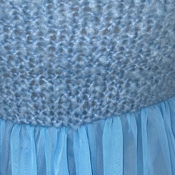 Handmade Women's Sleeveless Chiffon Crochet Knit Maxi Dress Fairy Core Blue Smal - Picture 13 of 16